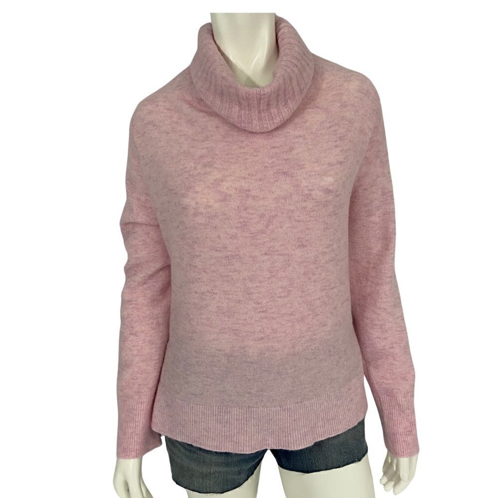 Banana Republic Merino Wool, Nylon & Alpaca Mock Neck Sweater Women's Sz L Pink